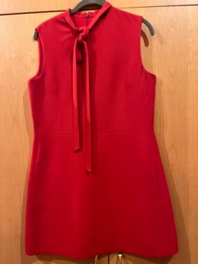 Valentino Red Sleeveless Mini Dress with Tie Neck